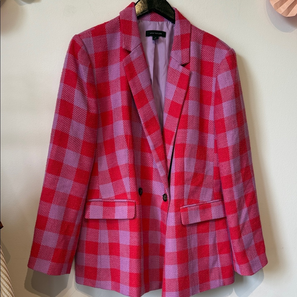 Ann Taylor double breasted long blazer size 14